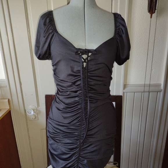 SHEIN Dresses & Skirts - Sexy lace up ruched bodycon dress